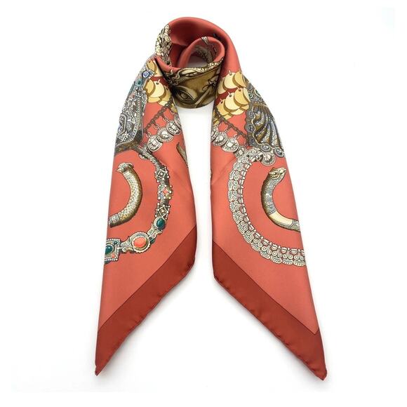 Hermes Carré 90 KOSHIMA Cosima Space J.Abadie Orange Silk Scarf W/Box NWT - Picture 6 of 16